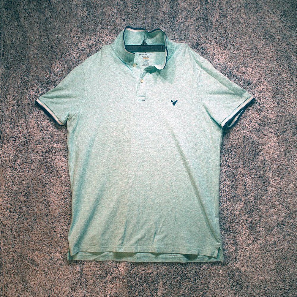 American Eagle Men Polo T-Shirt Size: XL